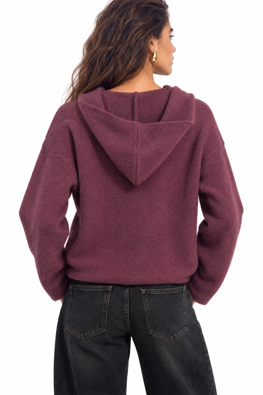 Florez Nina cardigan Mauve wine capuchon