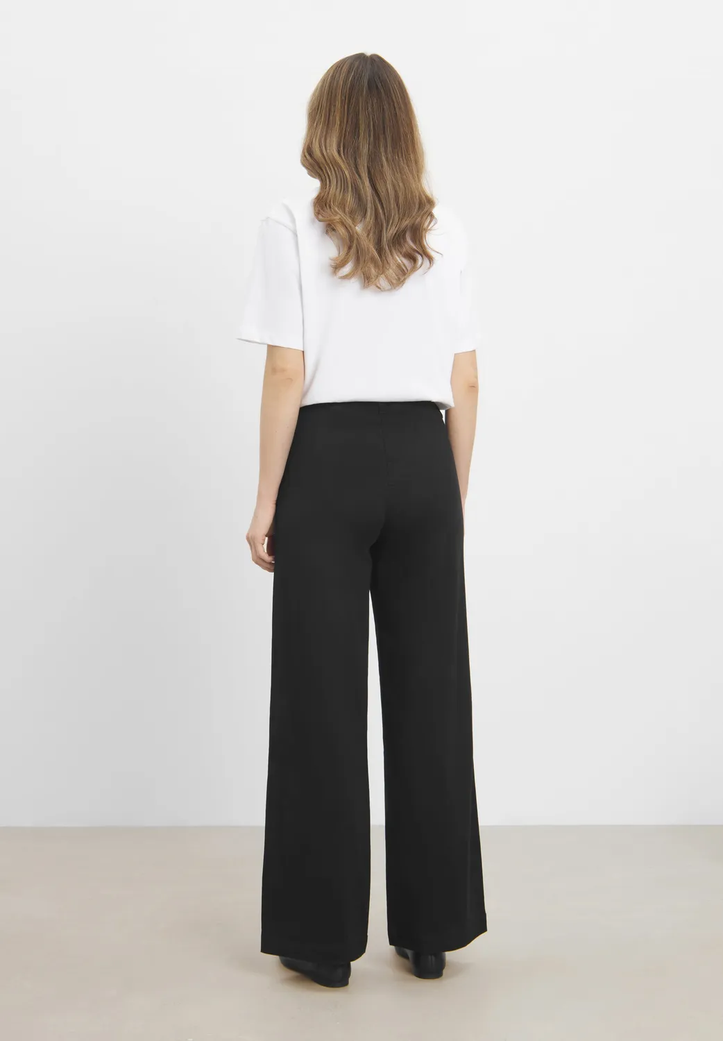 Laurie Donna Loose broek Black brushed medium stretch