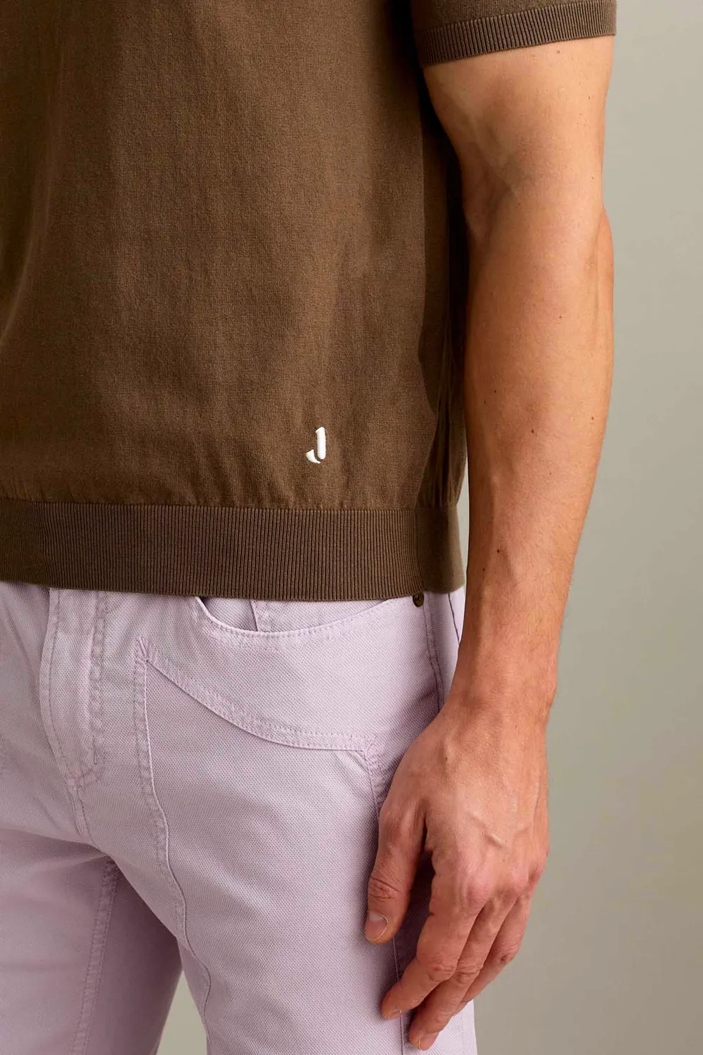Jeckerson Polo Korte Mouw Bruin Katoen Crepe