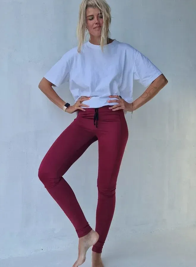Langeleggings Sportlegging wijnrood 34-36 met zak lang