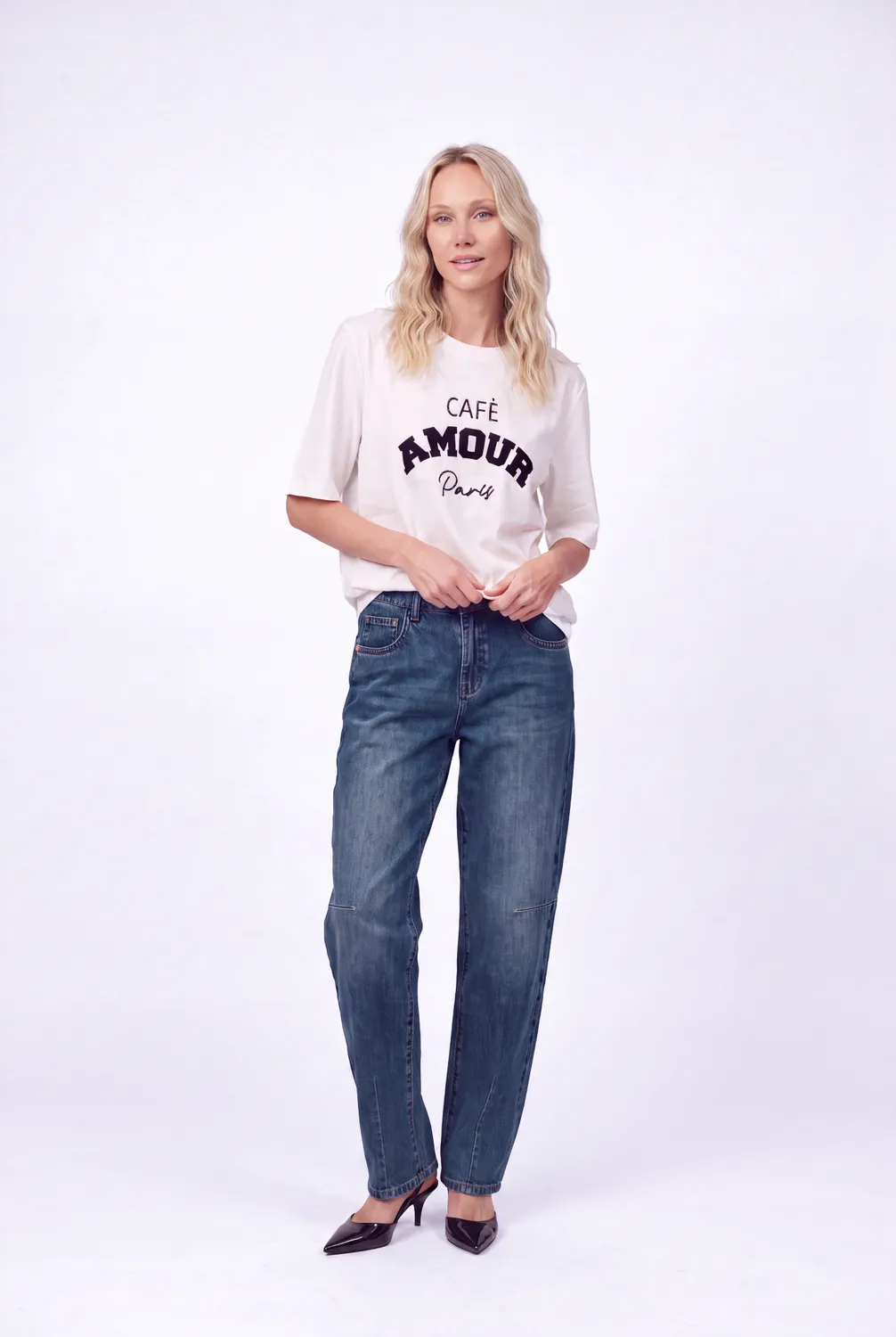 Florez Amour T-shirt wit katoenmix relaxed