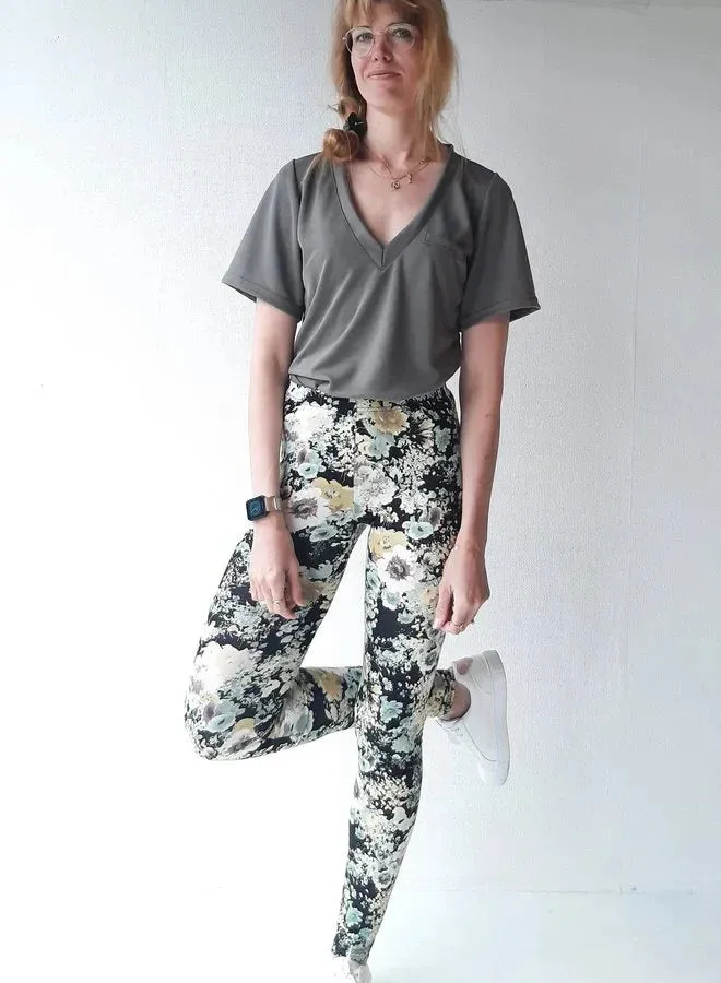 Langeleggings Charlie V-hals Shirt Olijfgroen Modal
