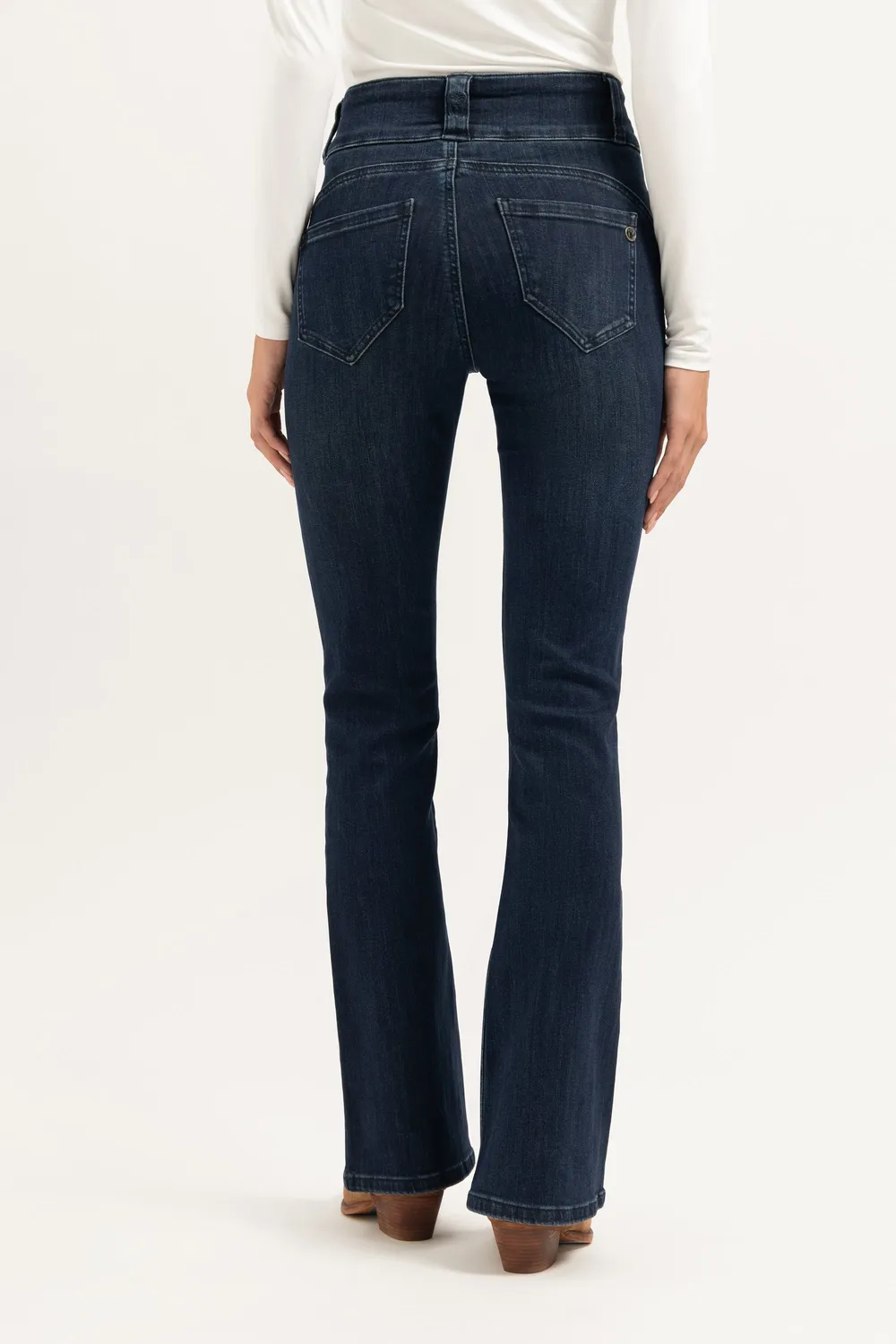 Florez Bodine Flared jeans donkerblauw high waist