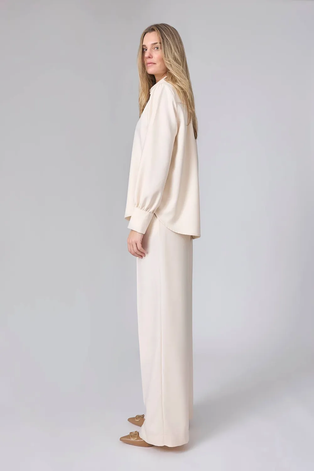 Corel Julia Uni Pants Caravella broek ivory elastiek