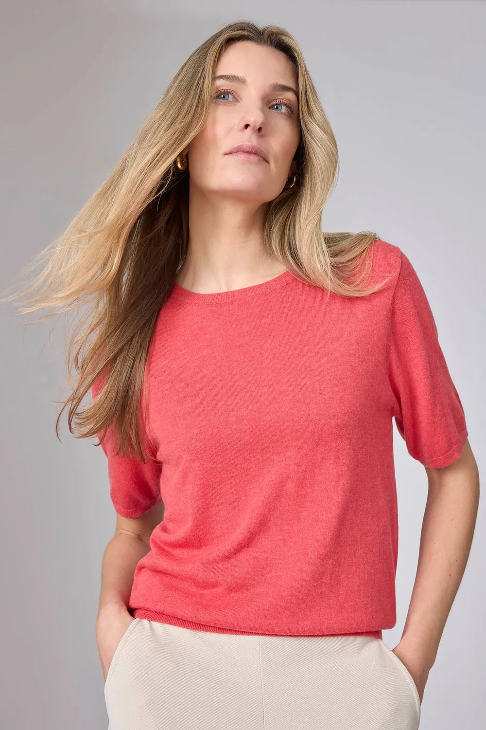 Corel Feline top knit blauw korte mouw