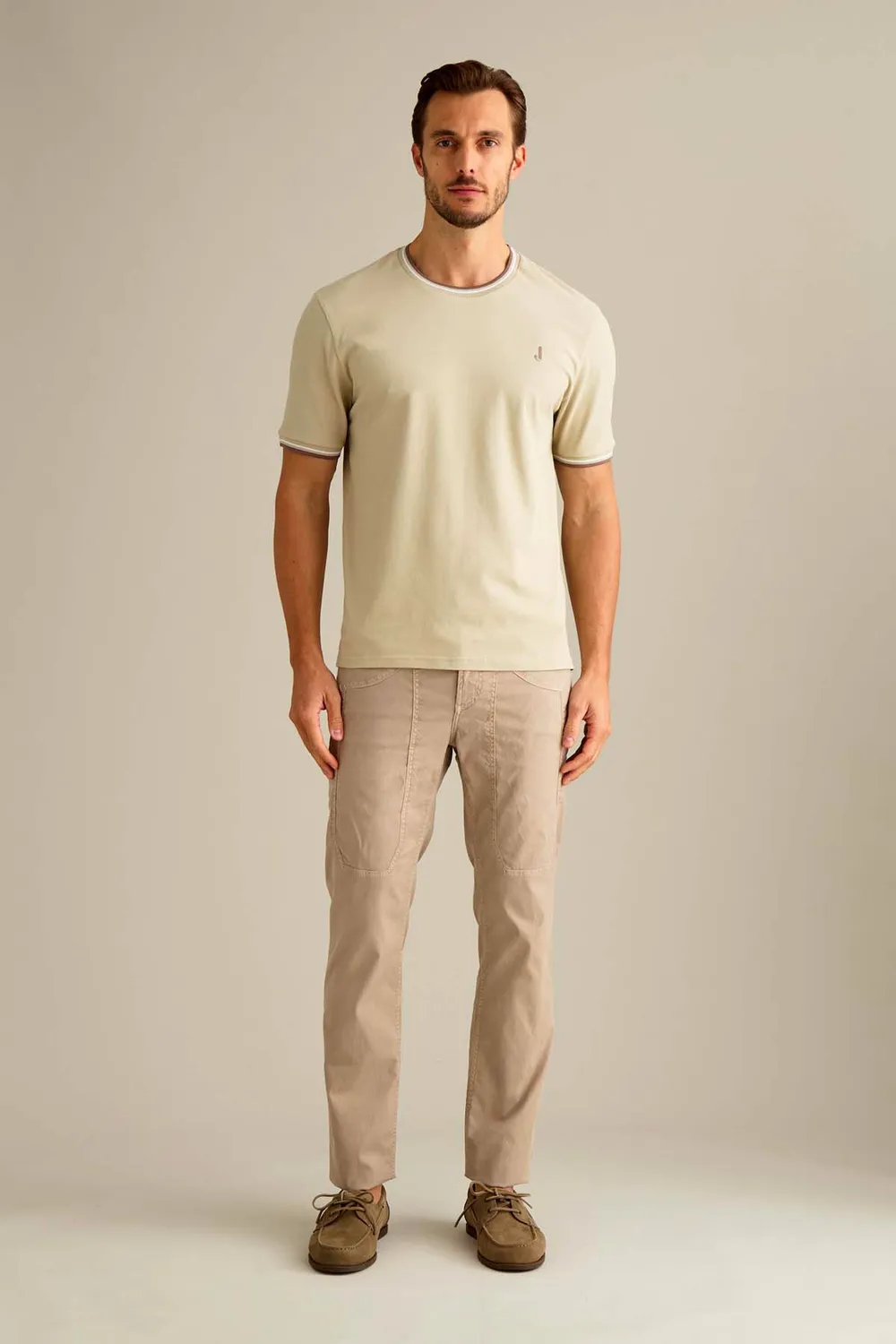 Jeckerson John slim broek beige cemento katoen