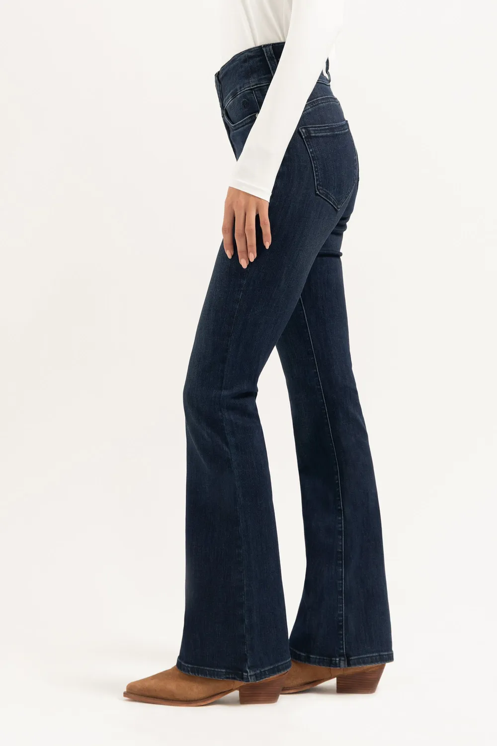 Florez Bodine Flared jeans donkerblauw high waist