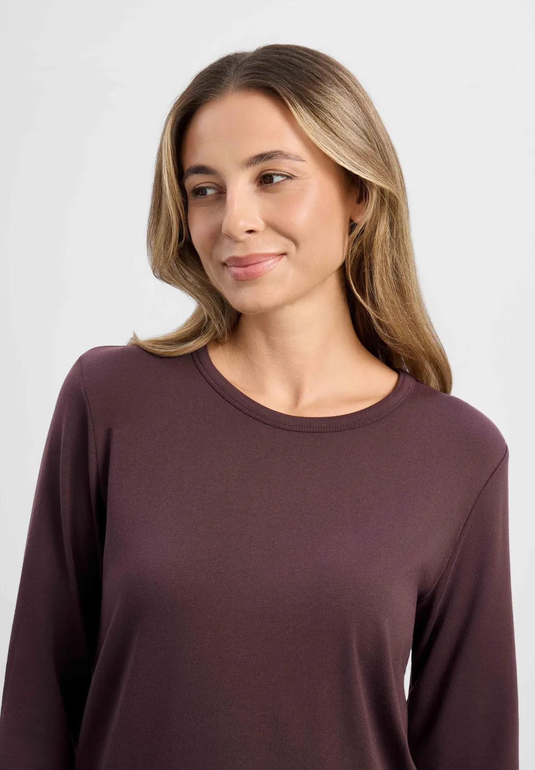 Laurie Amanda T-Shirt LS Dark Plum stretch
