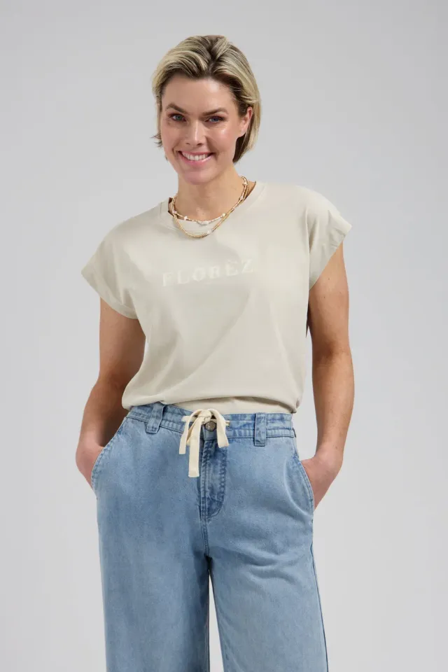 Florez Fien t-shirt urban taupe katoenmix