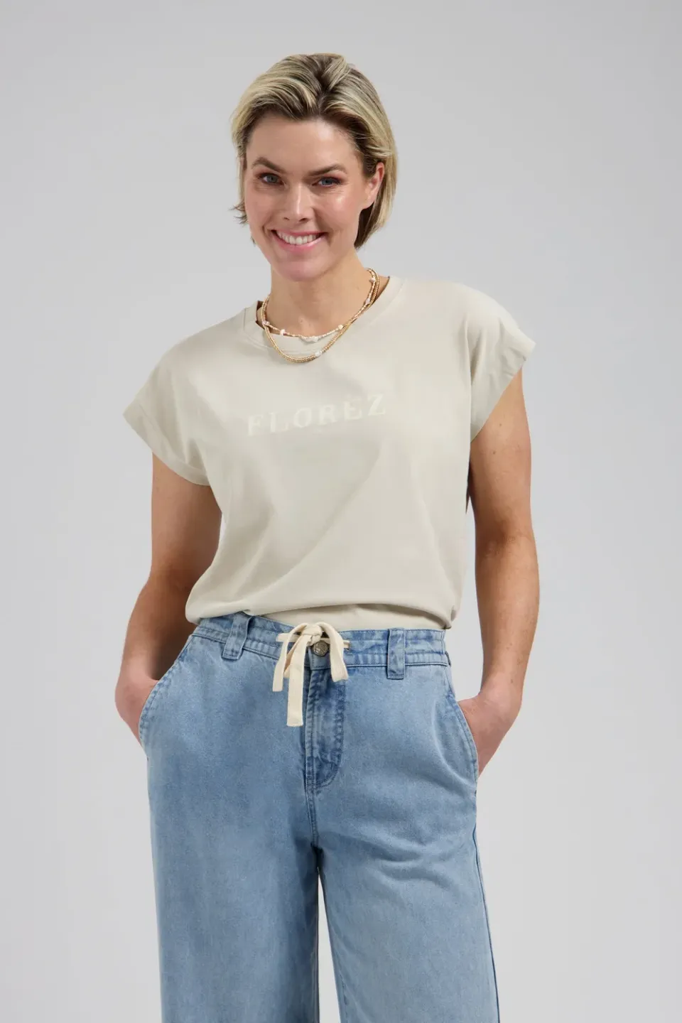 Florez Fien t-shirt urban taupe katoenmix