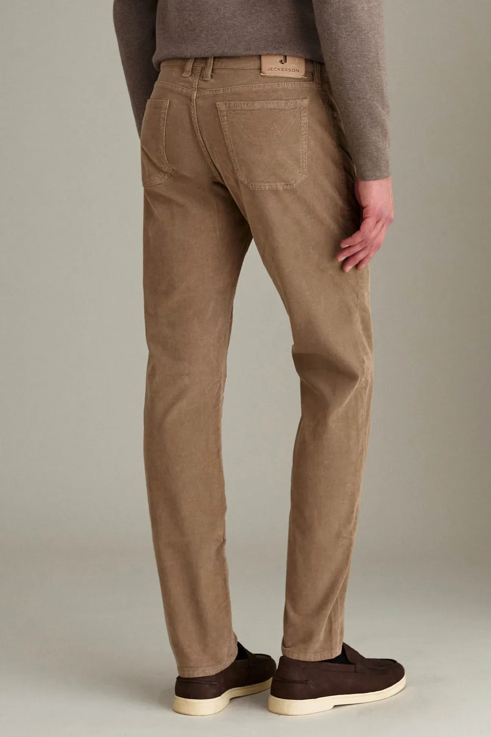Jeckerson John broek slim fit zanddonker fluweel
