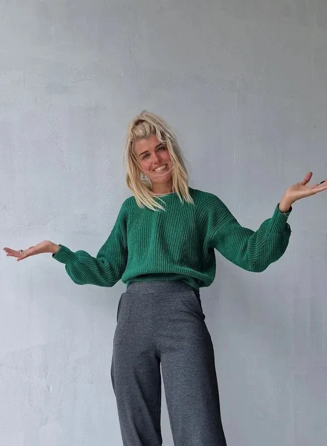 Langeleggings extra lange wide leg donkergrijs 36 stretch