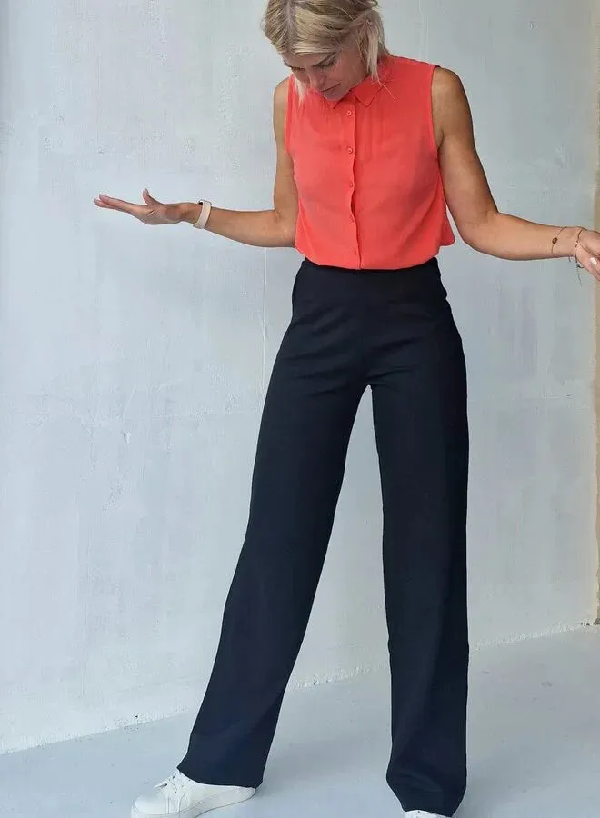 Madame Liz Wide Leg Broek Zwart Lengte 36 Stretch