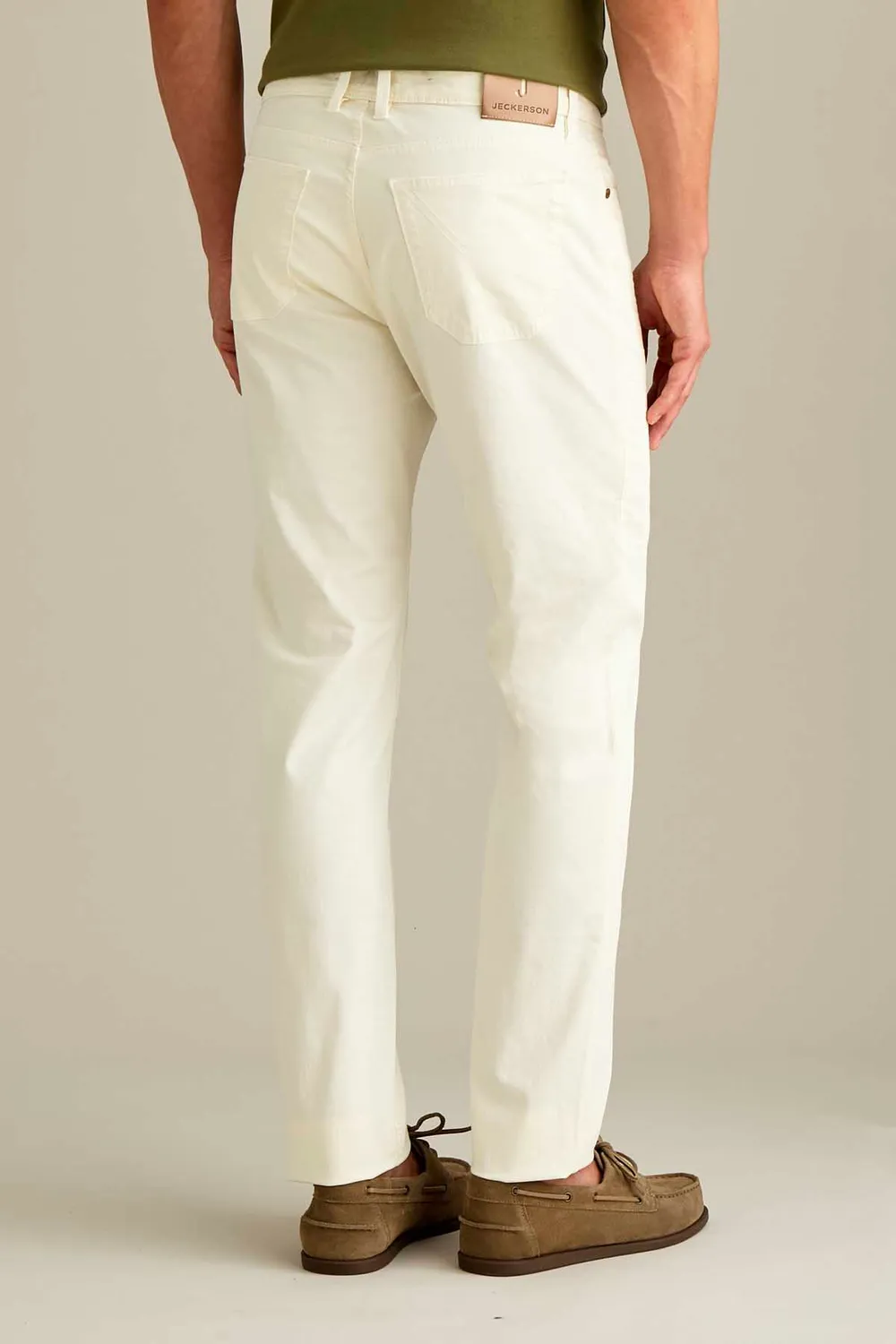 Jeckerson John Toppa broek slim fit sneeuwwit satijn