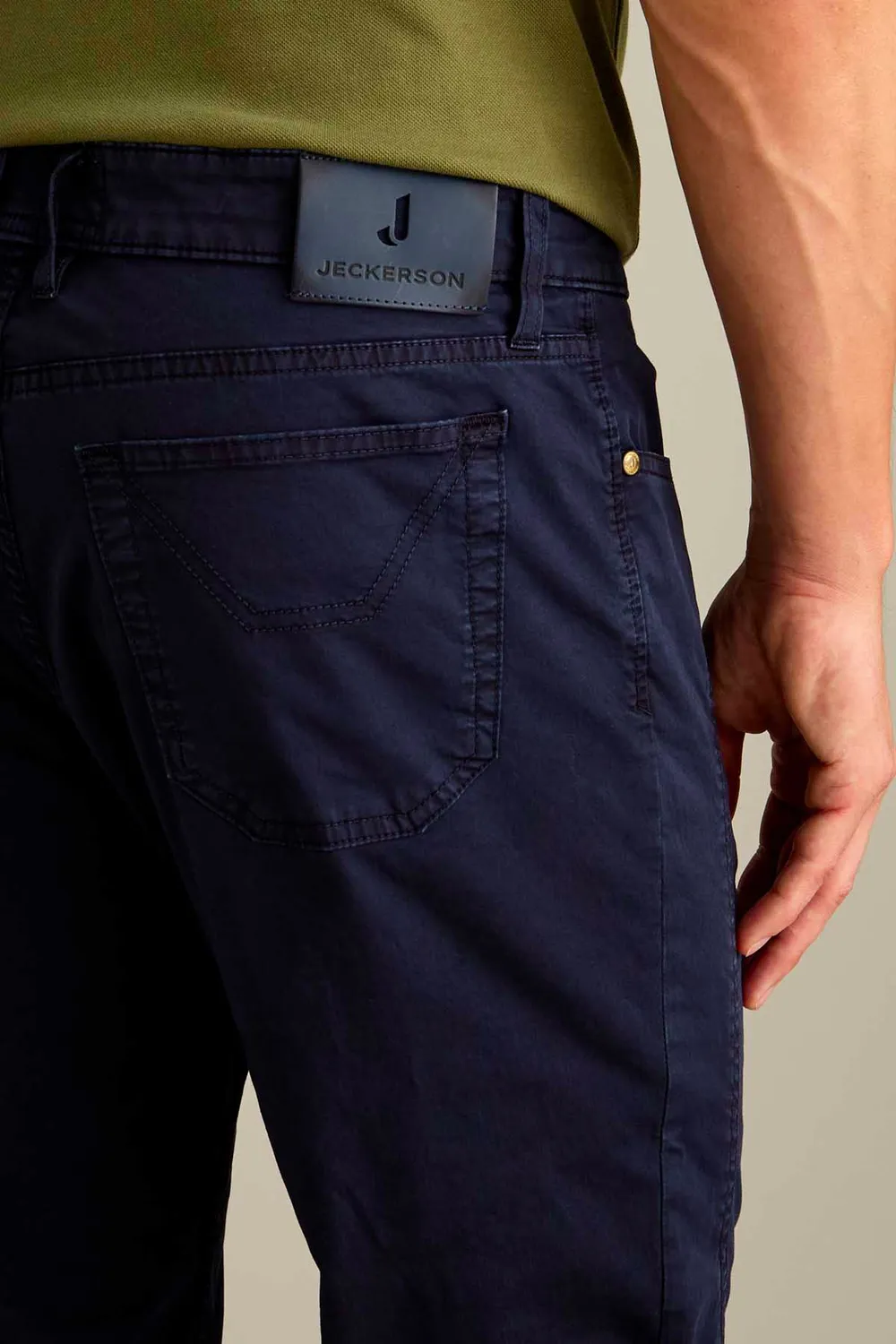 Jeckerson John slim fit broek donkerblauw satijn