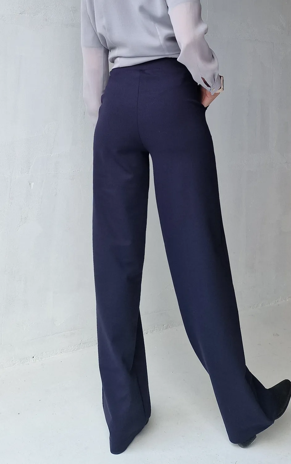 Langeleggings Wide Leg Tall broek marineblauw lengte 36