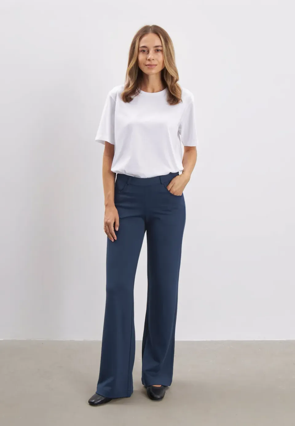 Laurie Donna Loose ML damesbroek navy brushed viscose