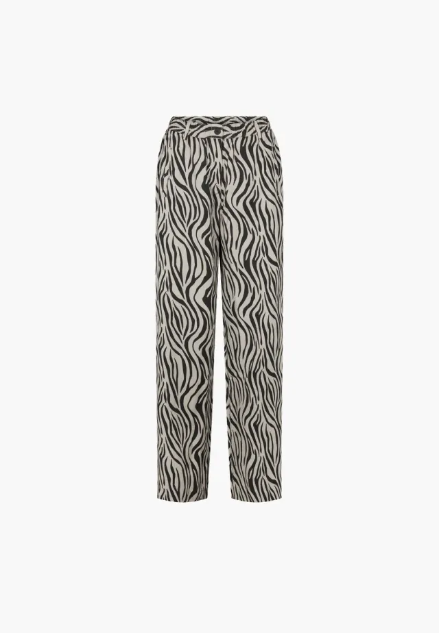 Laurie Hilde Loose ML broek grey sand print elastiek