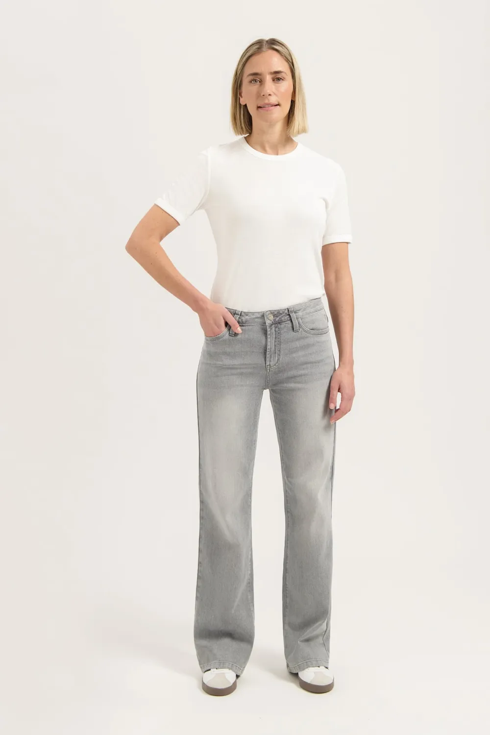 Florez Sophie Straight jeans light grey stretch