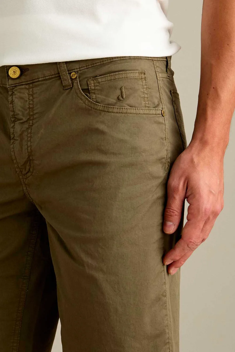 Jeckerson Jo bermuda slim fit militairgroen katoen