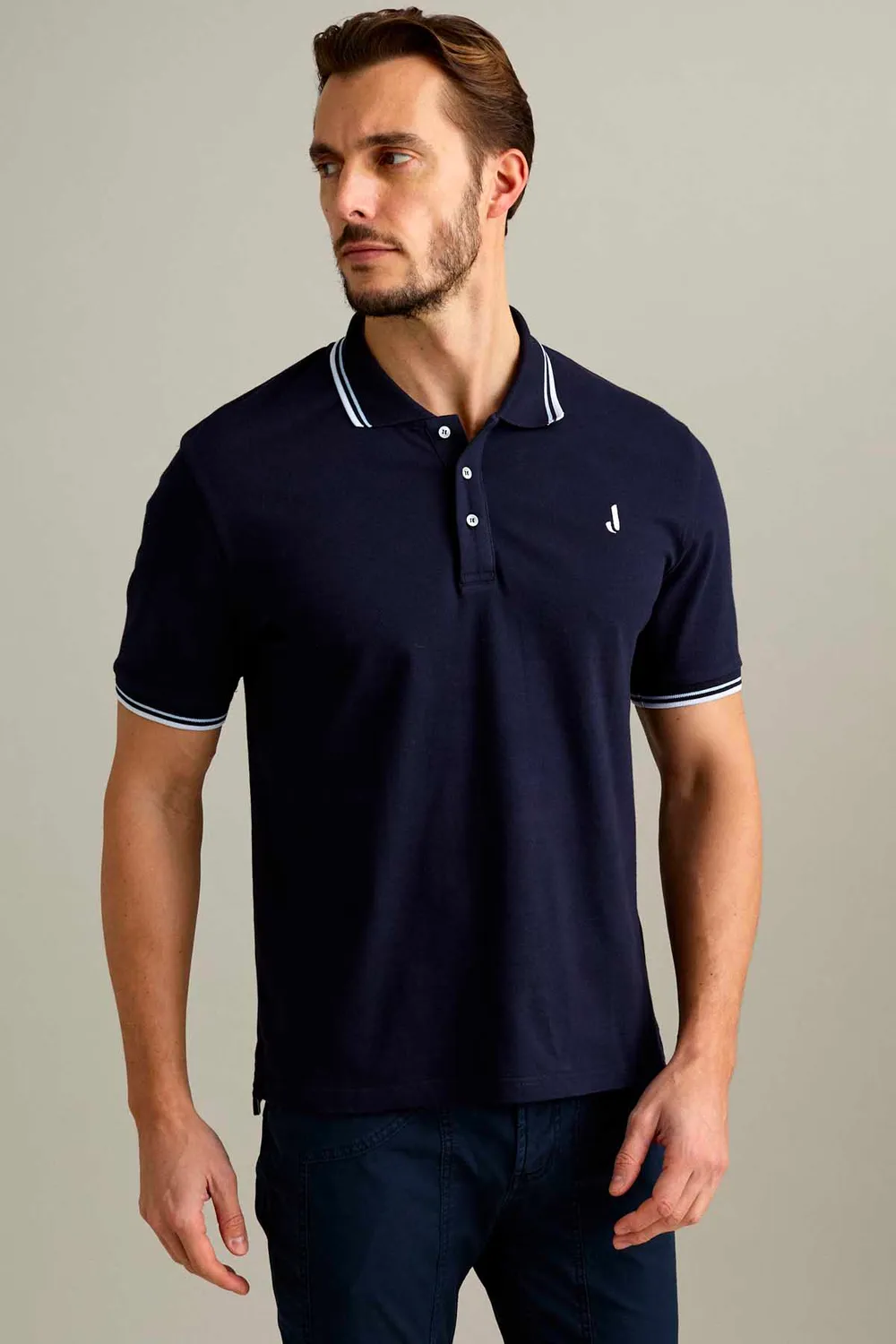 Jeckerson Polo Piquet Korte Mouw Donkerblauw Katoen