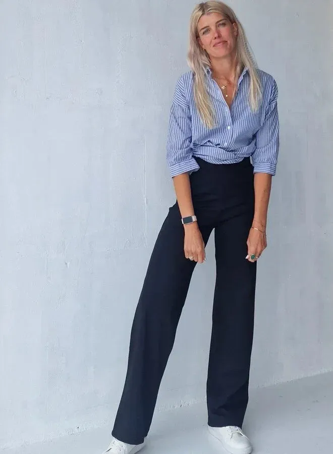 Madame Liz Wide Leg Broek Zwart Lengte 36 Stretch
