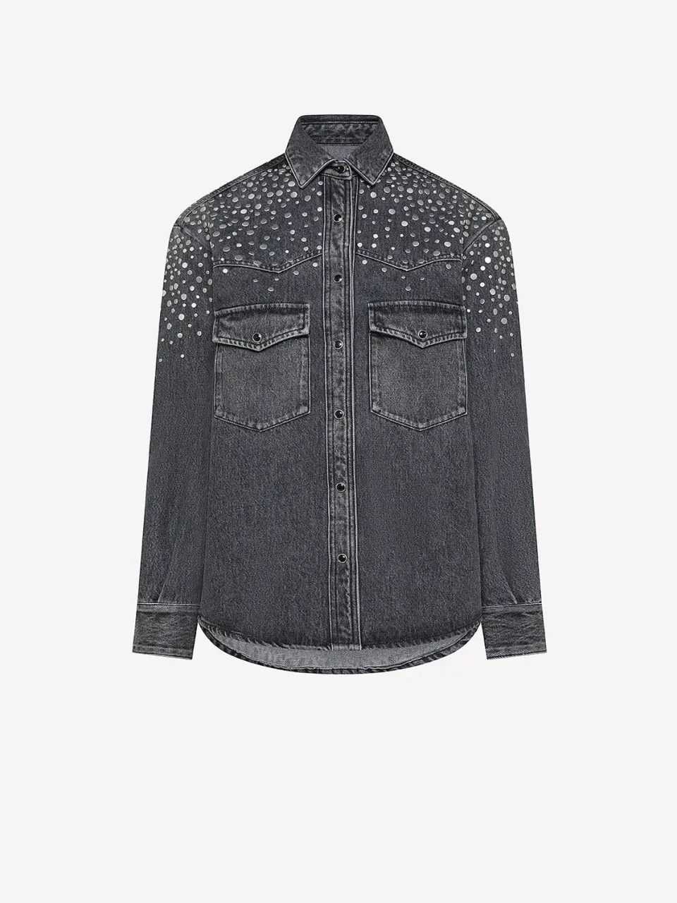 Nine In The Morning Ketty overshirt grijs denim studs katoen