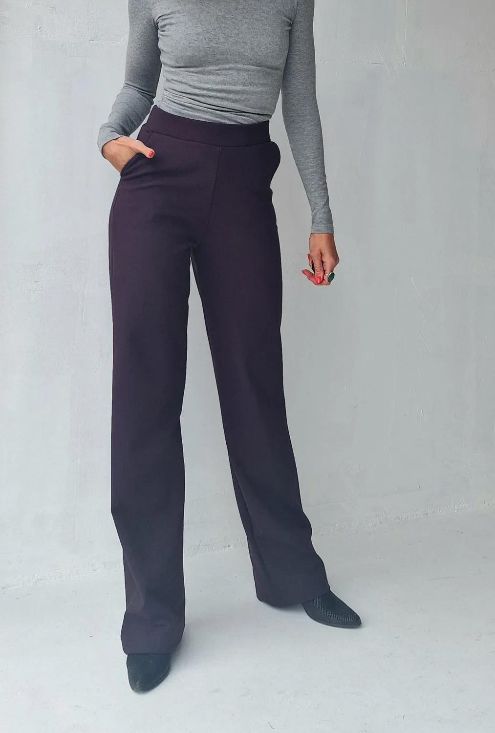Langeleggings Wide Leg fleecebroek aubergine brown 36 lang
