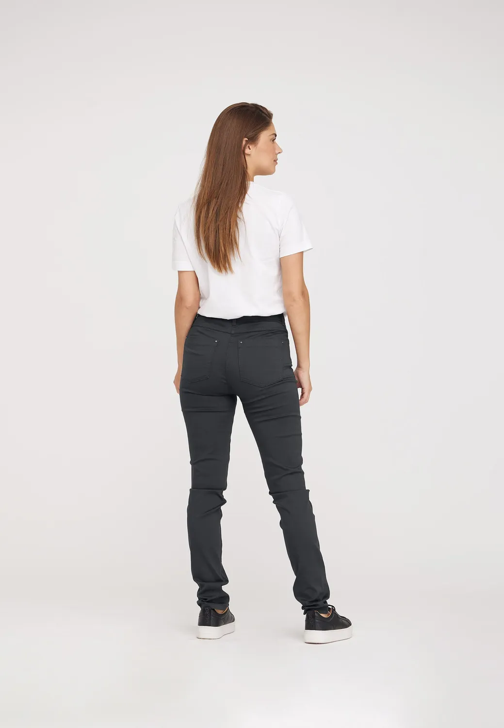 Laurie Laura Slim broek antraciet katoen ML