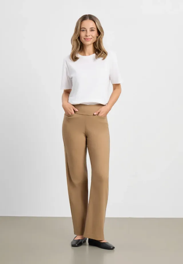 Laurie Thea Straight ML broek nougat elastieke taille