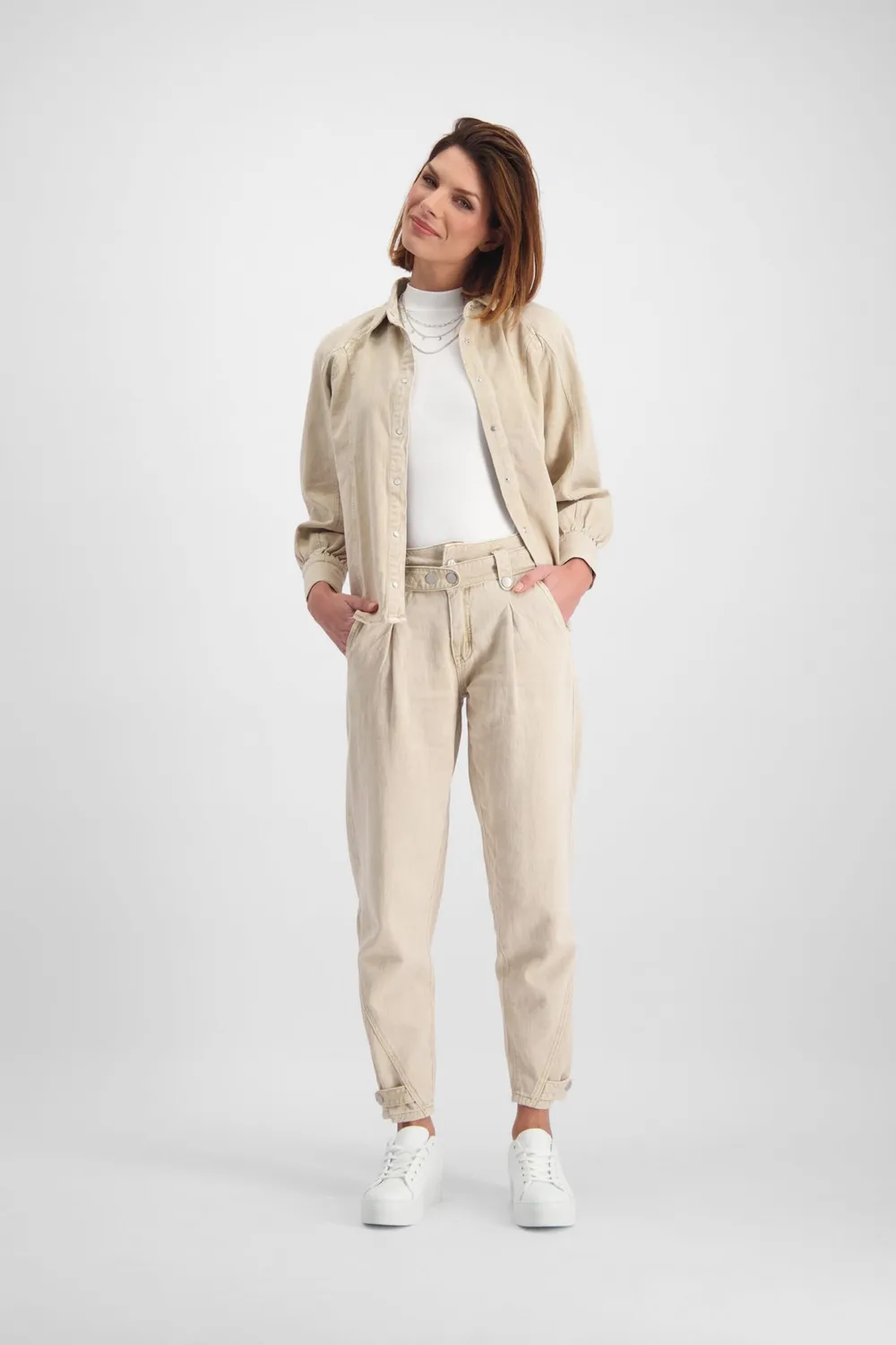 Florez Sally Jeans paperbag Desert high-waist