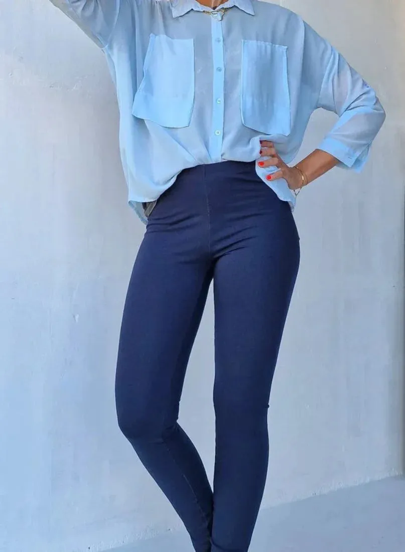 Langeleggings Tregging Jeanslook Blauw Tall 36 Katoen