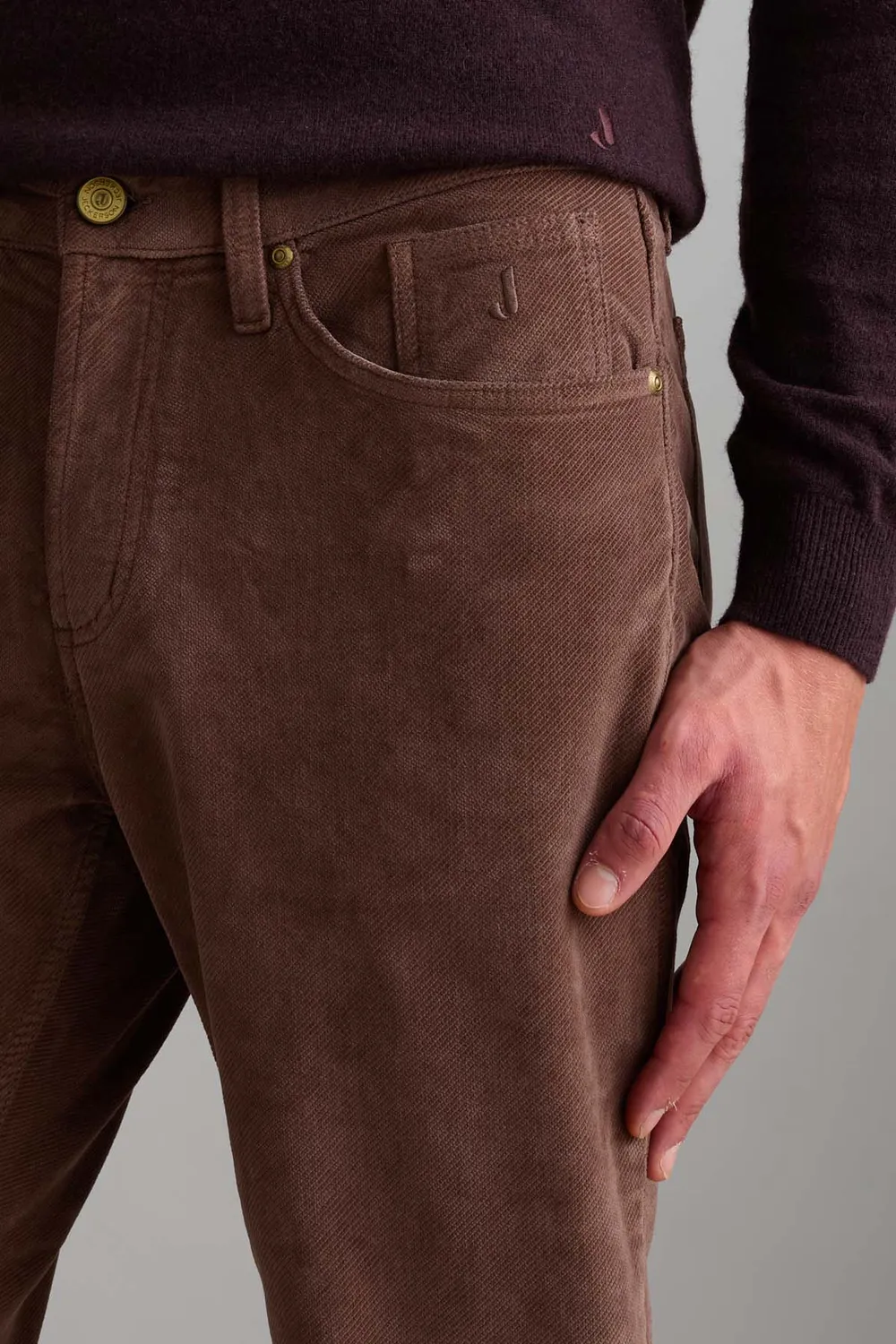Jeckerson Jordan ribfluwelen broek lichtbruin slim fit