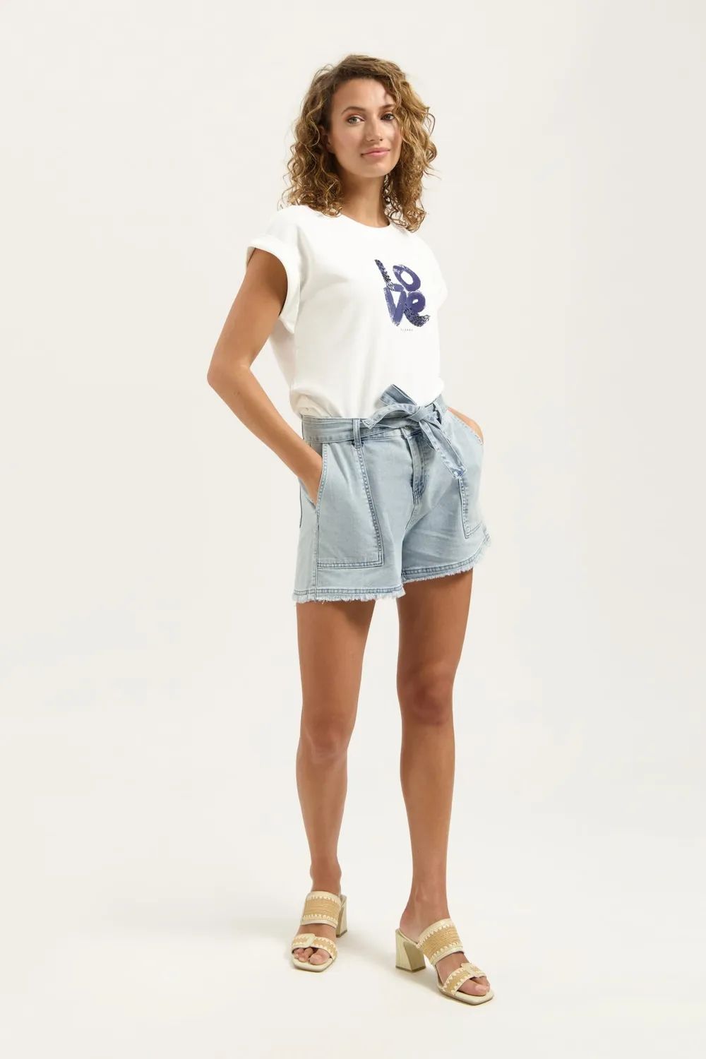 Florez Sienna short light blue dames katoen