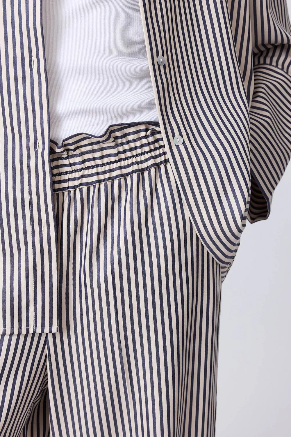 Corel Jaclynn Stripe Tencel broek streep wijd