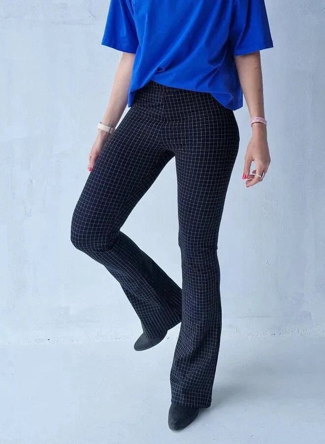 Madame Liz Flared Pants Blokjes Zwart-Wit 36