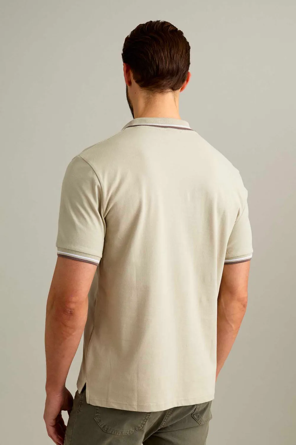 Jeckerson Piquet V-hals poloshirt lichtbeige