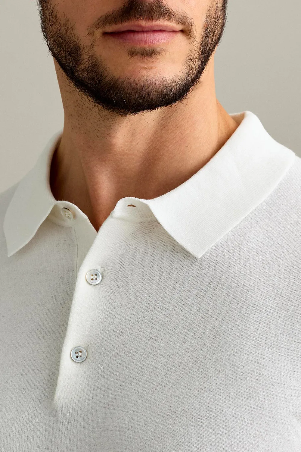 Jeckerson polo wit wol korte mouw knoopsluiting