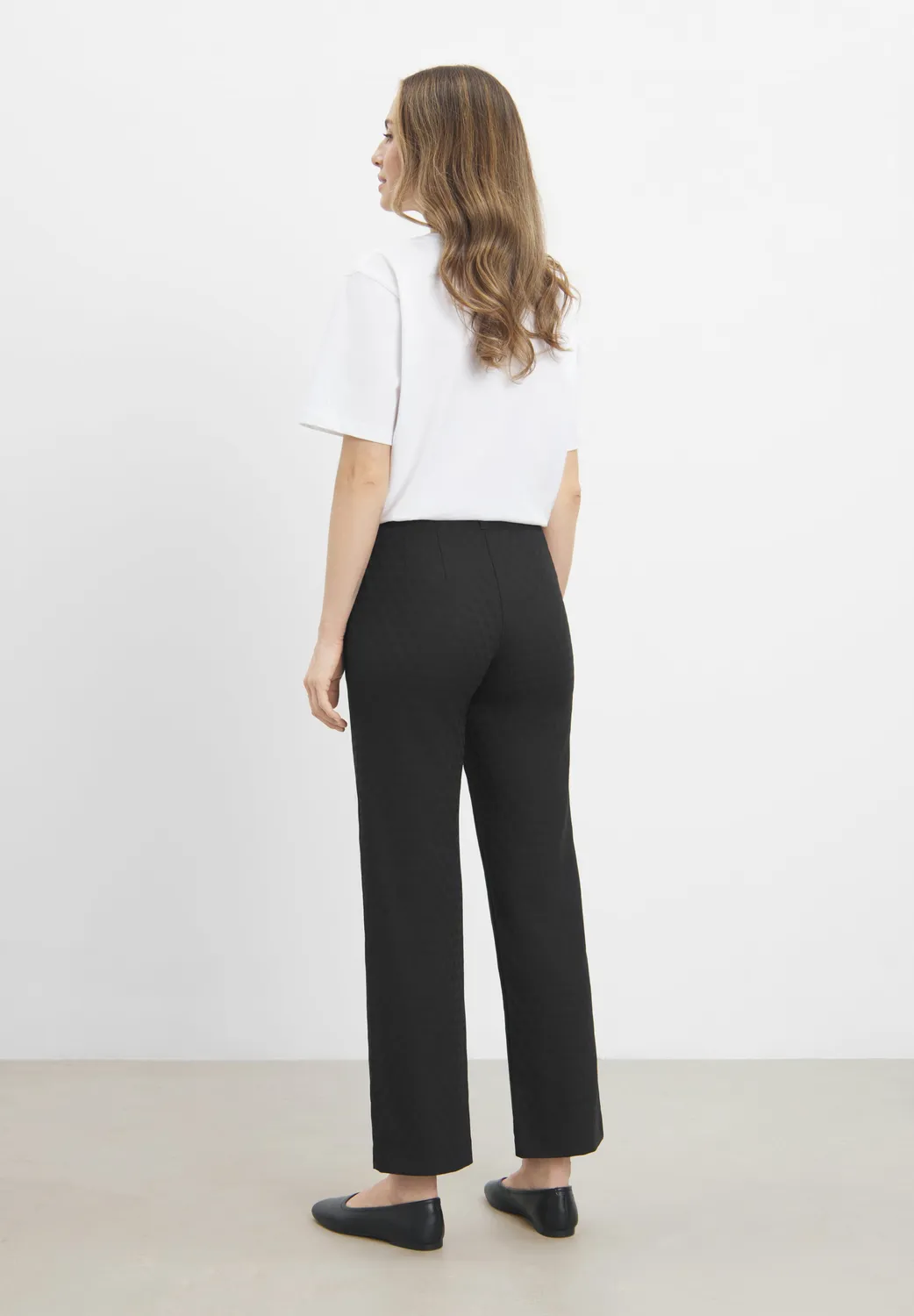 Laurie Tracy Straight SL damesbroek Black Jacquard stretch
