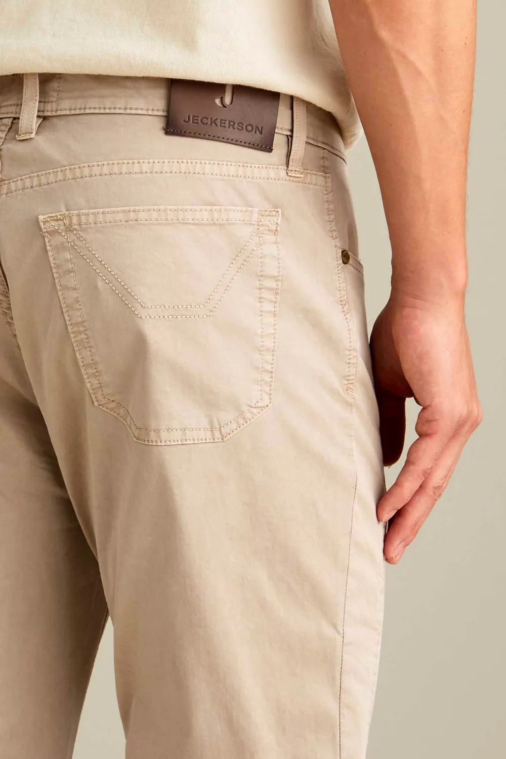 Jeckerson John broek beige slim fit katoen