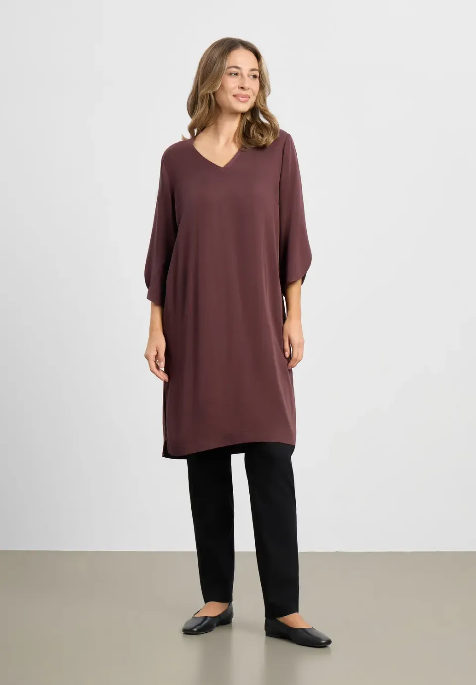 Laurie Nelly Dress 3/4 jurk dark plum viscose