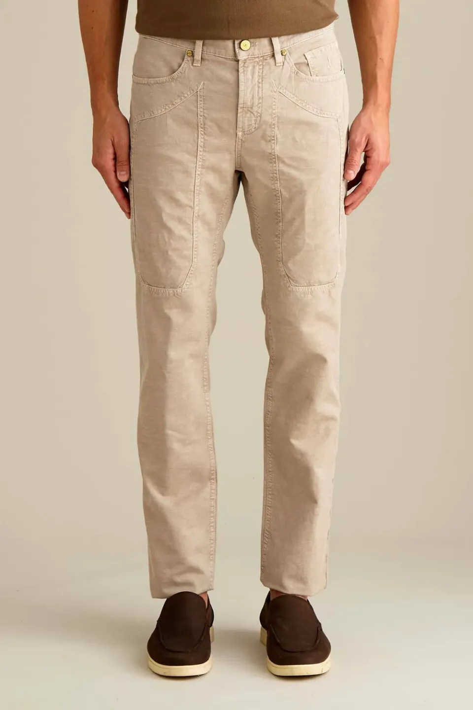 Jeckerson John Slim Fit Broek Beige Linnenmix