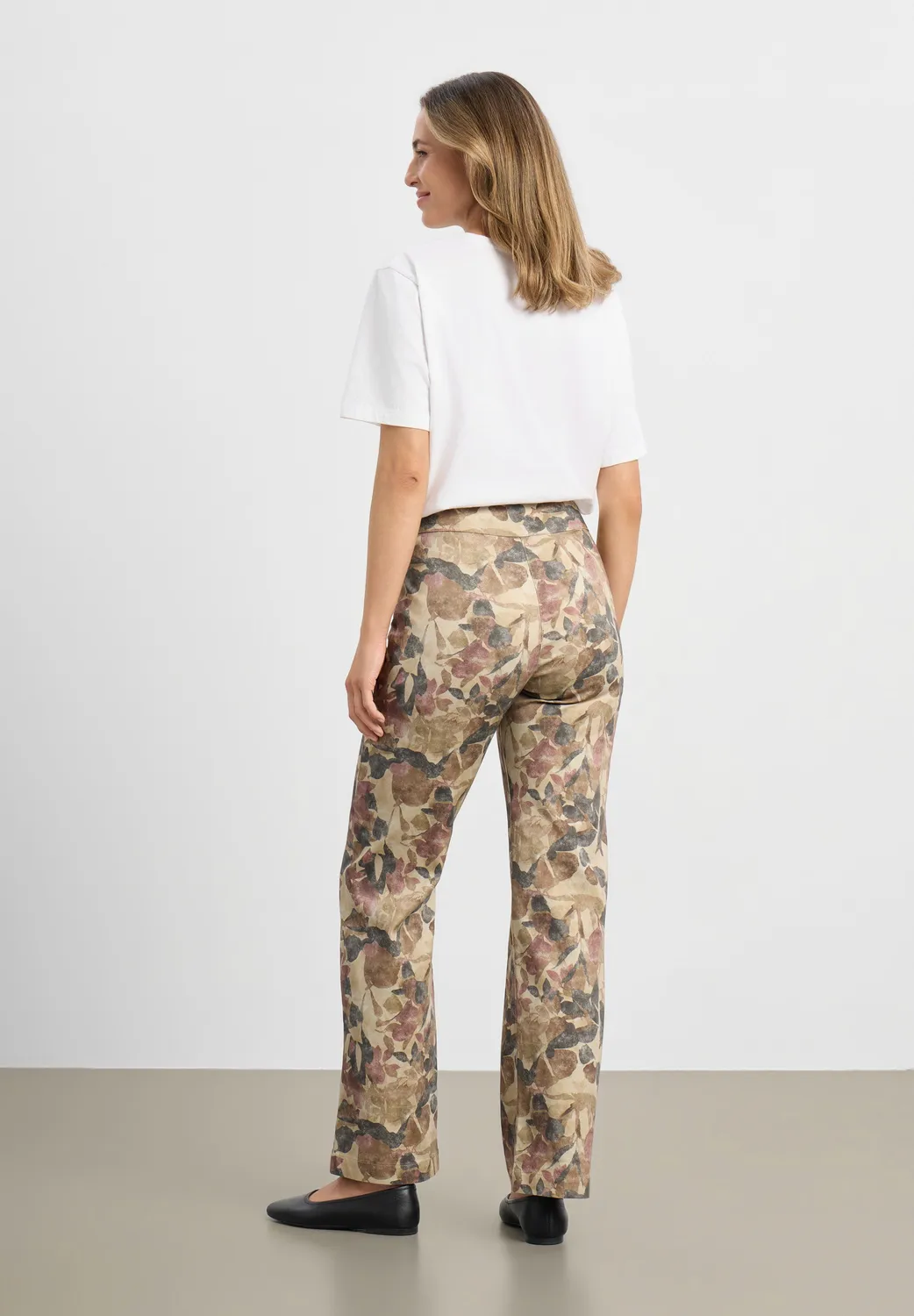 Laurie Thea Straight ML broek Plum Botany Print katoen