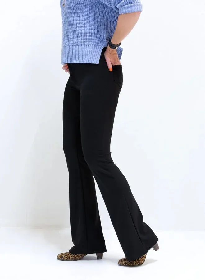 Langeleggings Flared Broek Black Crepe Tall Lengtemaat 36