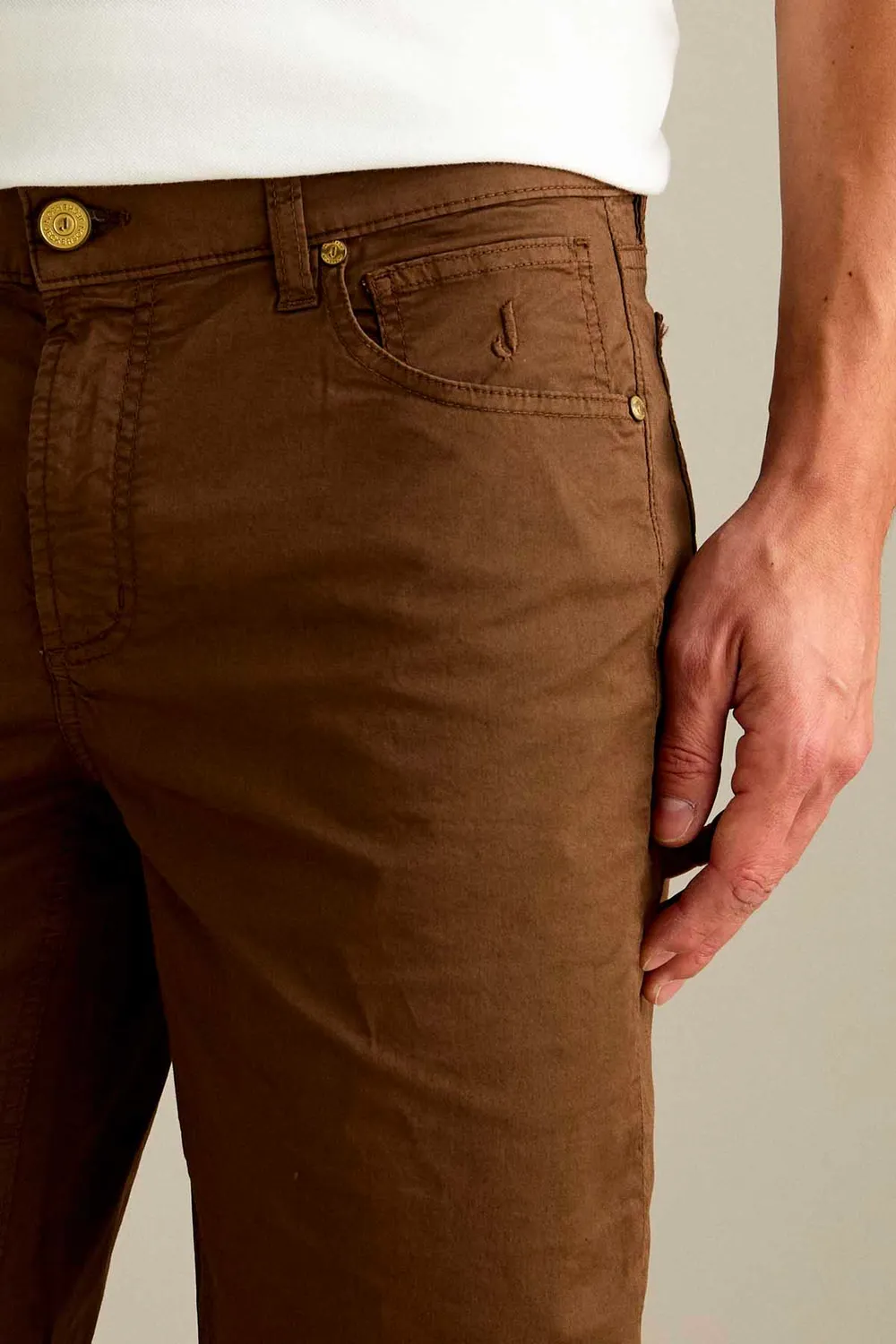Jeckerson Jo korte broek slim fit lichtbruin katoen