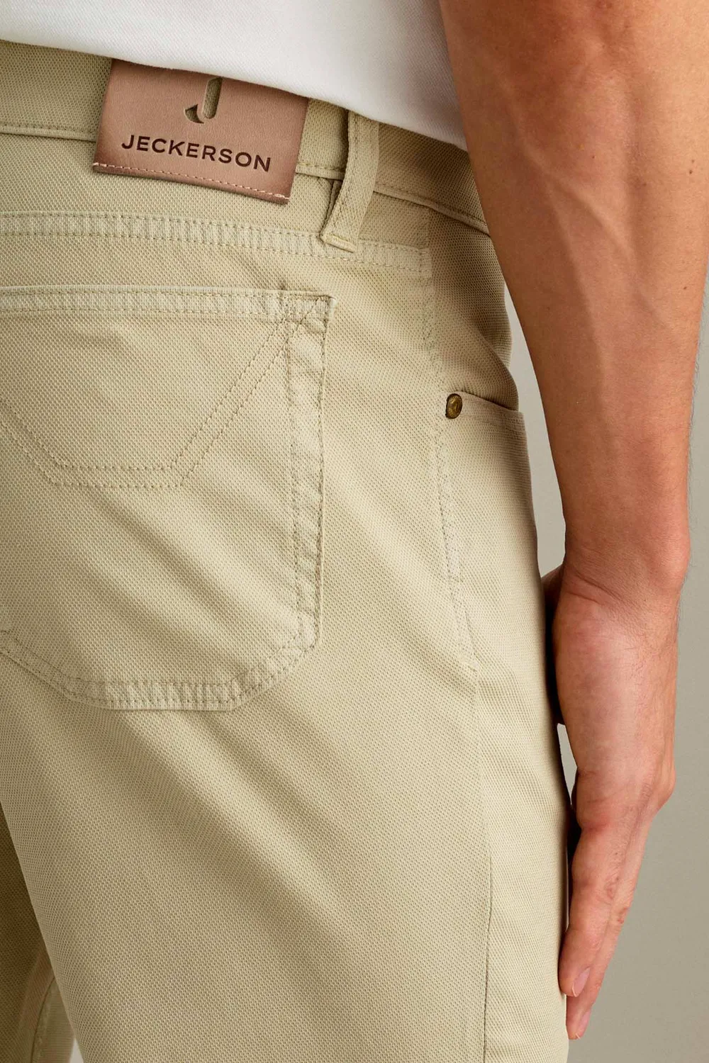 Jeckerson Jordan slim fit broek lichtbeige katoen