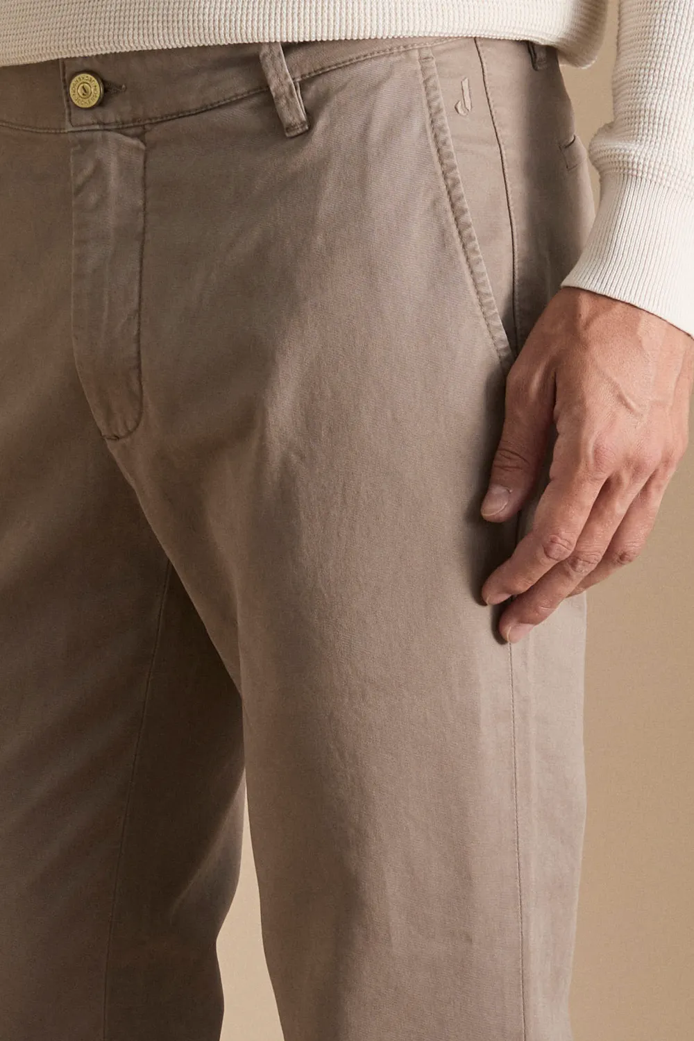 Jeckerson Jack slim fit chino beige katoen ruit