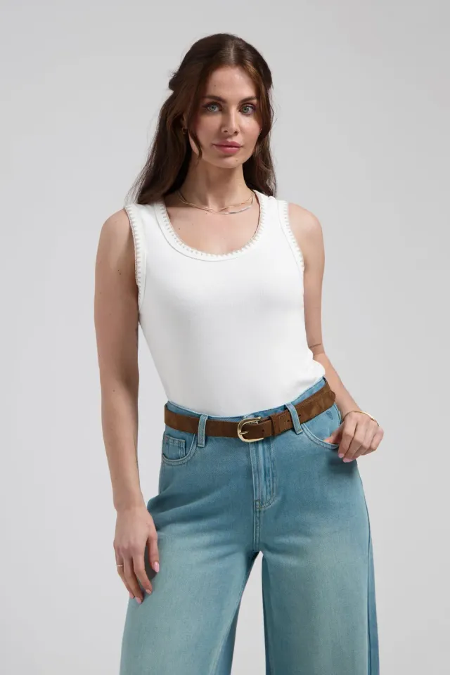 Florez Solé top Off White katoen