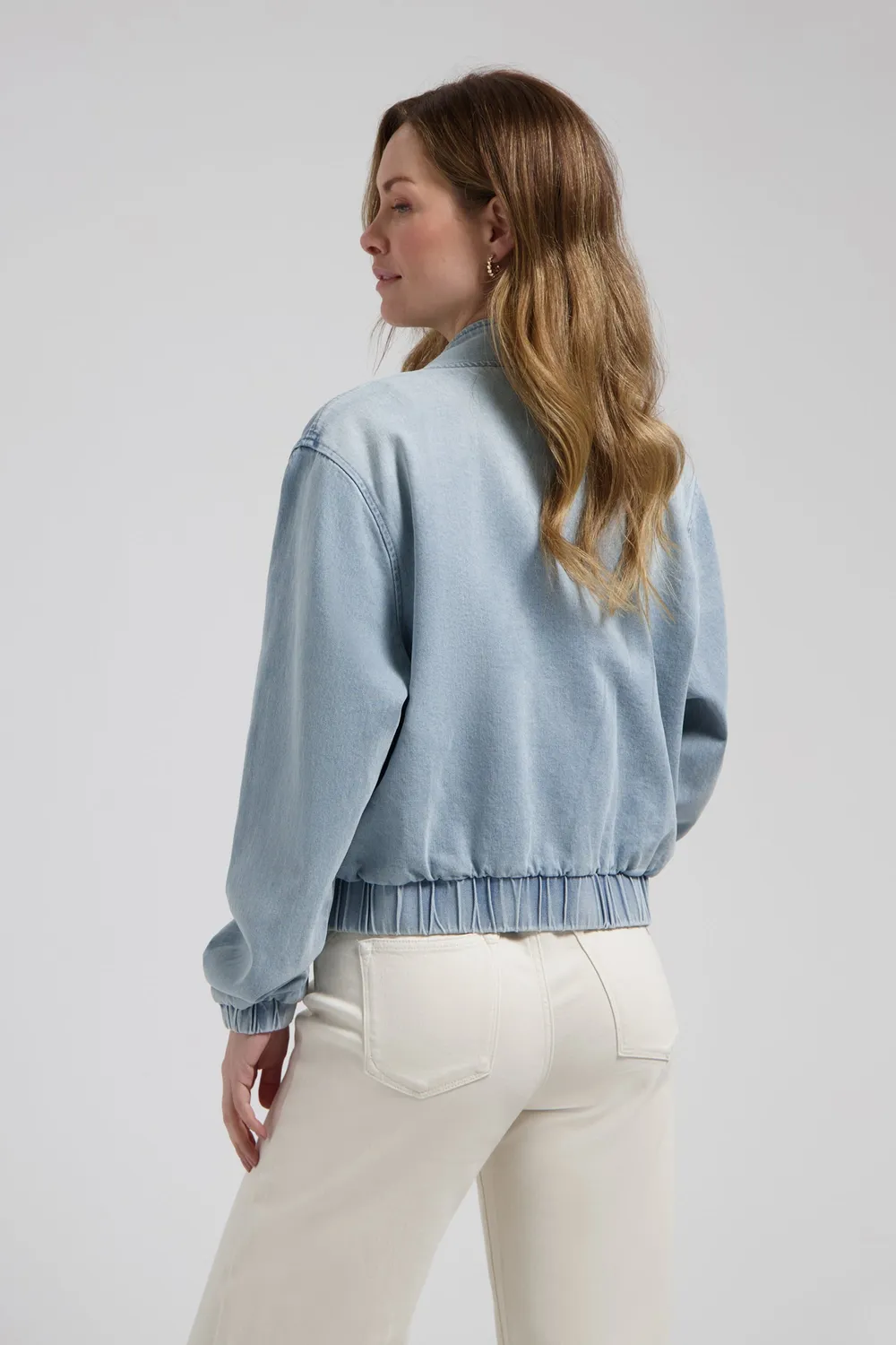 Florez Kyra jacket crystal blue bomber denim