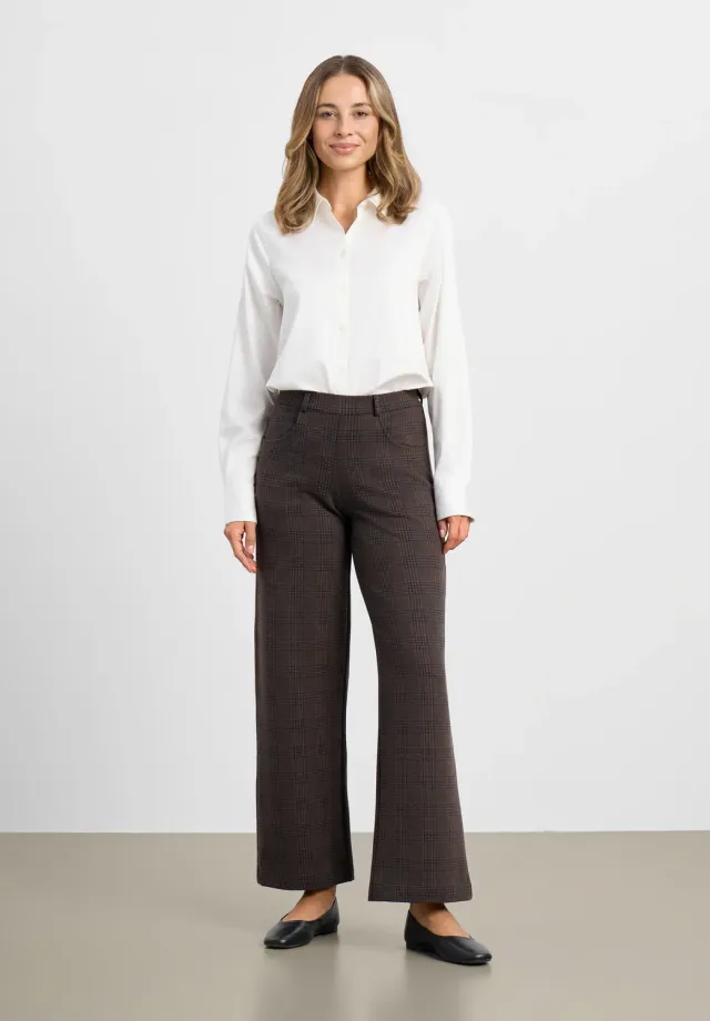 Donna Loose broek brown navy check viscose
